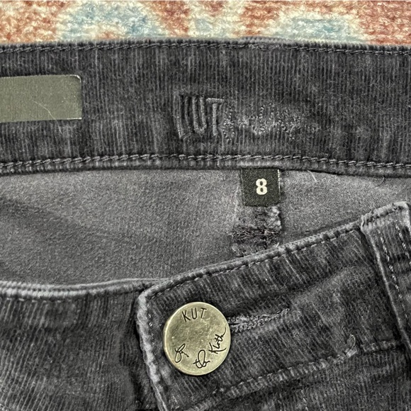 Kut From The Kloth Corduroy Pants Dark Grey Size 8 Dana Skinny Mid-low Rise - Picture 10 of 13